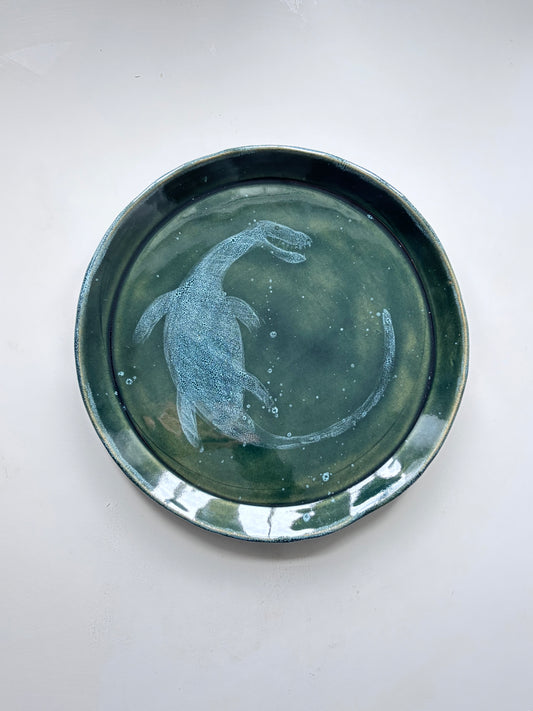 Plate Large Green Plesiosaur 1