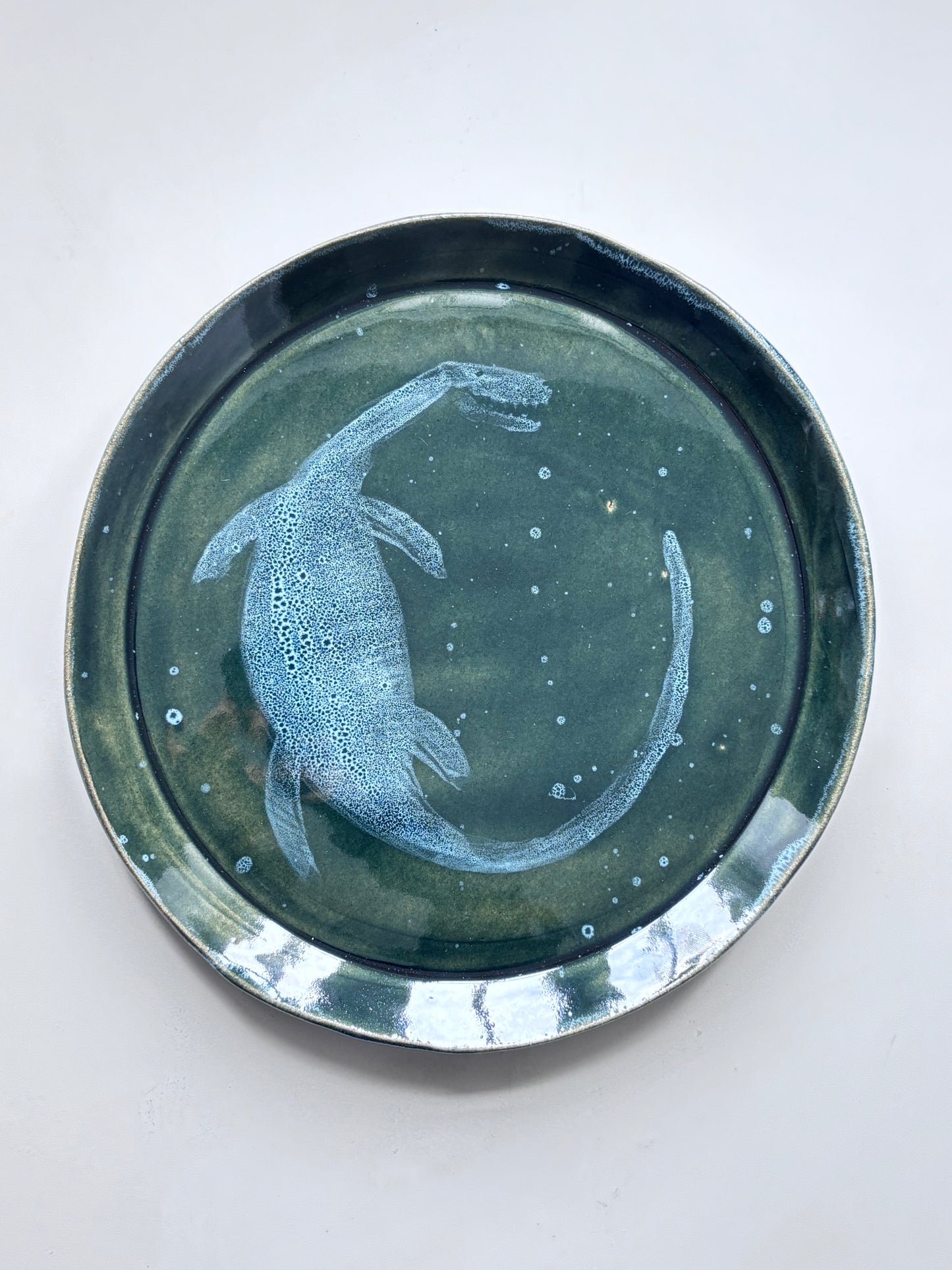 Plate Large Green Plesiosaur 2